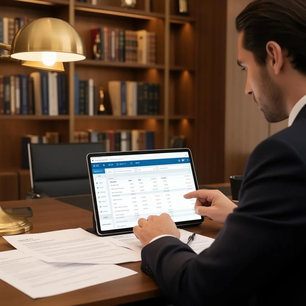 Law firm billing and time tracking software interface for accurate billable hour recording