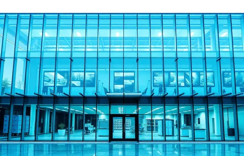 Modern transparent school building representing institutional visibility
