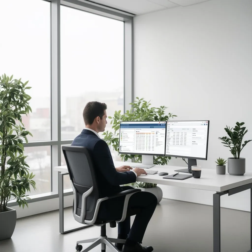 Solo practitioner lawyer using advanced case management software for firm operations